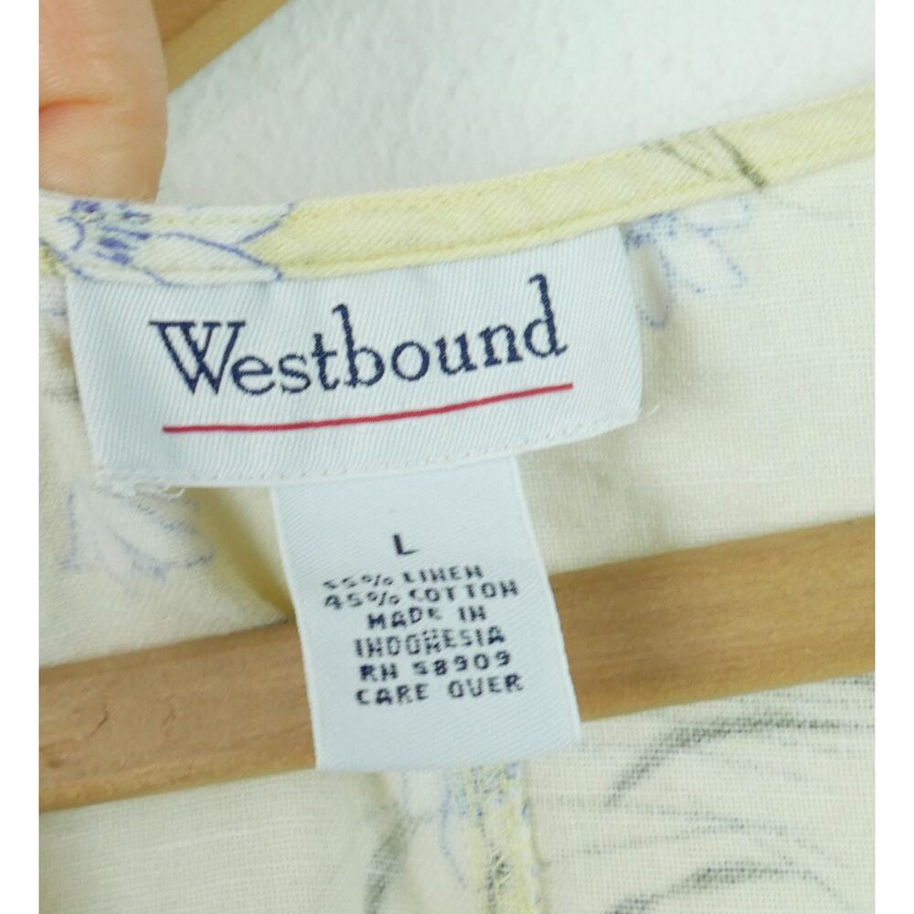 Vintage 90s Linen Blend Dress Large Butter Yellow Dainty Floral Maxi Cottagecore - Picture 2 of 7
